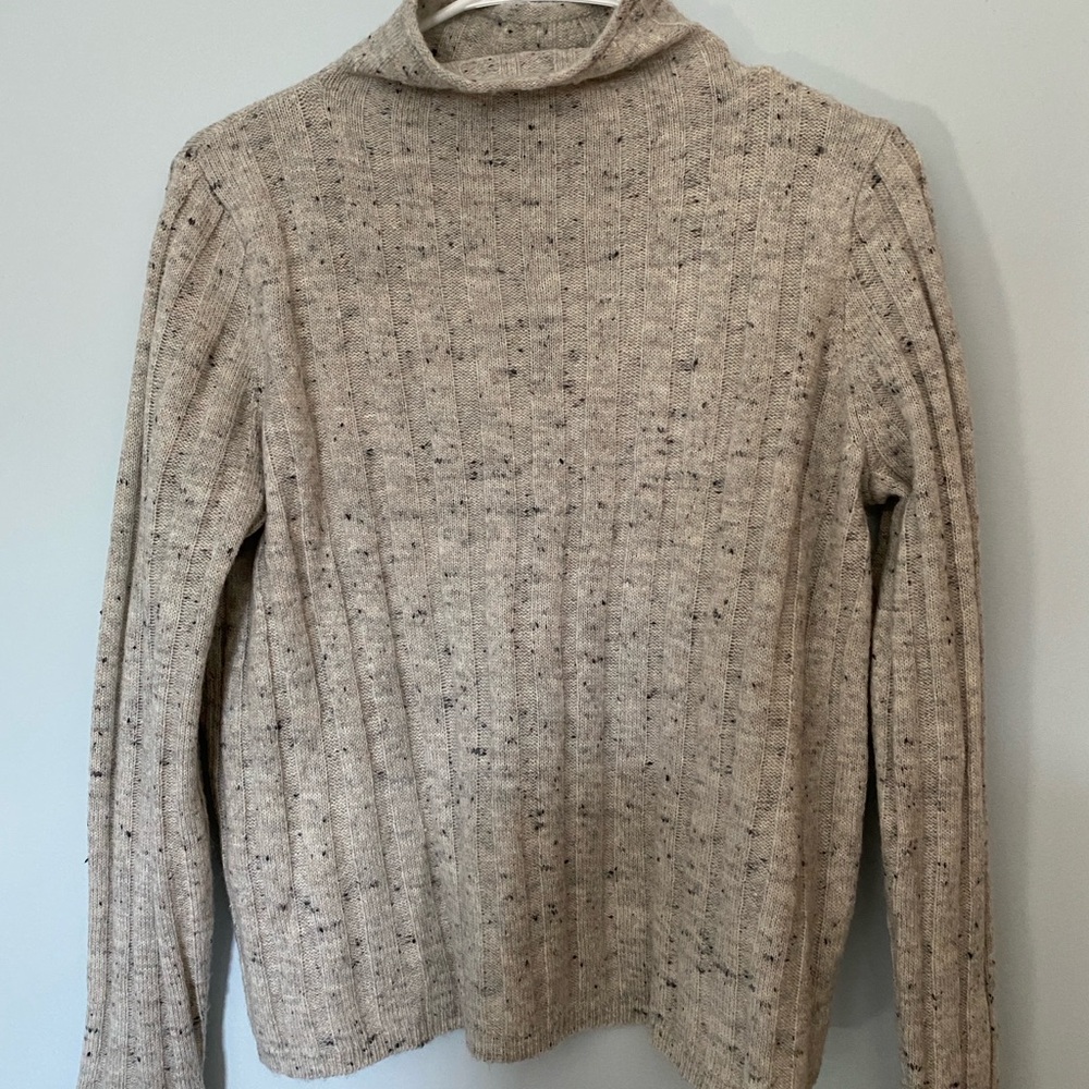Madewell Roll Neck Speckled Cream Turtleneck Sweater